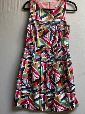 Jade Melody Tam Geometric Abstract Fit & Flare Dress with Pockets M